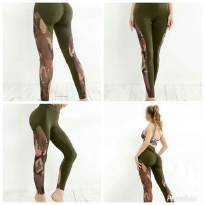 Camouflage mesh contrast leggings